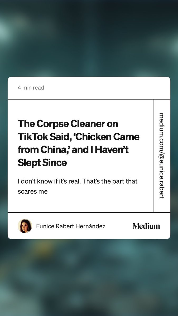 “The Corpse Cleaner on TikTok Said, ‘Chicken Came from China,’ and I Haven’t Slept Since” by Eunice Rabert Hernández #tariffs #medium  medium.com/@eunice.rabert…