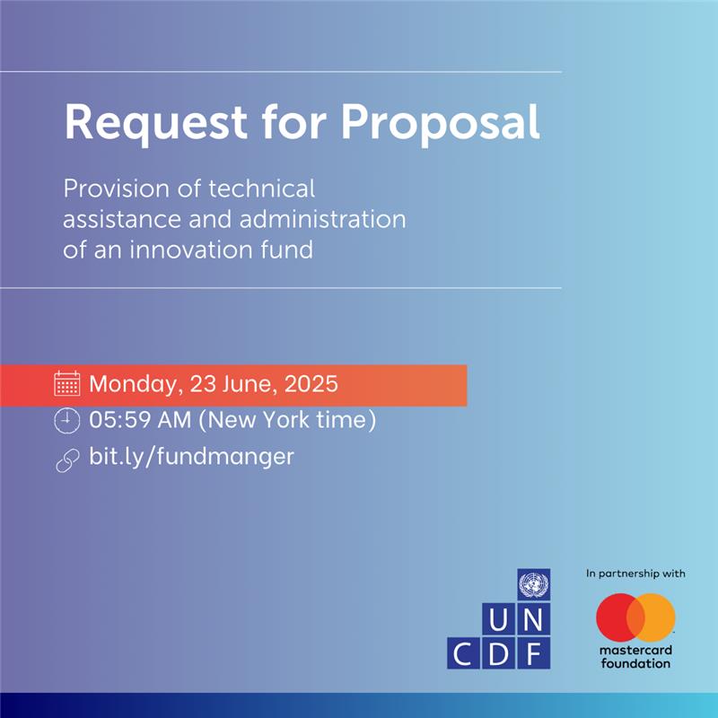 UNCDFVacancies's tweet photo. UNCDF is looking for a partner to manage an innovation fund in partnership w/ the @MastercardFdn, aimed at data-driven fintech lending for women-owned small businesses.

Apply now👉 https://t.co/tY59BYEvZB

Closes: 23 June 2025, 05:59am (EST)
@refactory_acad @wituganda @OutboxHub https://t.co/BWlrikkDiu