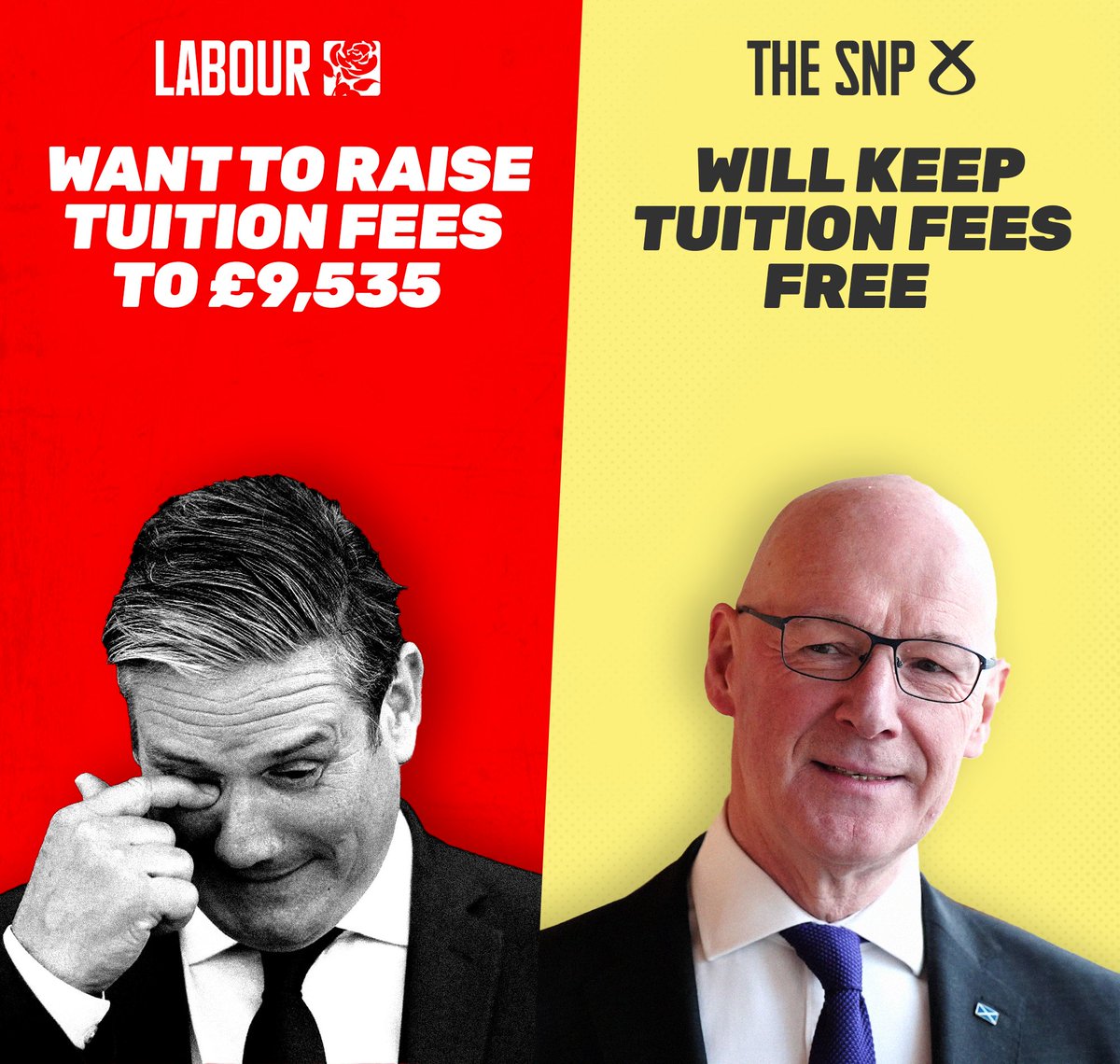 👨‍🎓 37,805 Scottish students were accepted to Scottish Universities last year - the highest number on record! 

📈 There was an 11% increase in acceptances from Scotland’s most deprived areas. 

🏴󠁧󠁢󠁳󠁣󠁴󠁿 Unlike Labour, the SNP will always fight to keep tuition fees free in Scotland.