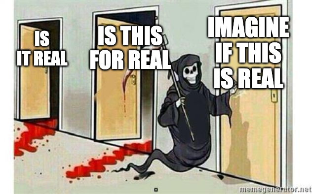 0xIT4I's tweet image. Ninjas sitting on AMD Ryzen 9 7950X RTX 4090, 128GB RAM, 2TB NVMe Gen 4 SSD, a Platinum PSU, high-end X670 motherboard, custom liquid cooling, and a 4K 144Hz G-Sync display all housed in a thermally optimized RGB-lit full tower just to have their thesis be &quot;if this is real..&quot;