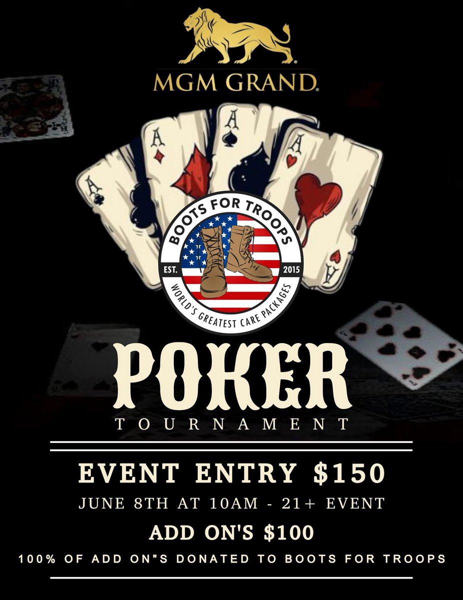 kris burchfield (@valormusickris) on Twitter photo Wishing all my poker fam the best of luck this summer. Hopefully some of yall can come out to <a href="/MGMGrandPoker/">MGM Grand Poker LV</a> on June 8th to support <a href="/boots4troops/">Boots For Troops</a> charity. Dedicated to providing the worldās greatest care packages to our active service members. 100% of add ons go directly to BFT! Wishing all my poker fam the best of luck this summer. Hopefully some of yall can come out to <a href="/MGMGrandPoker/">MGM Grand Poker LV</a> on June 8th to support <a href="/boots4troops/">Boots For Troops</a> charity. Dedicated to providing the worldās greatest care packages to our active service members. 100% of add ons go directly to BFT!