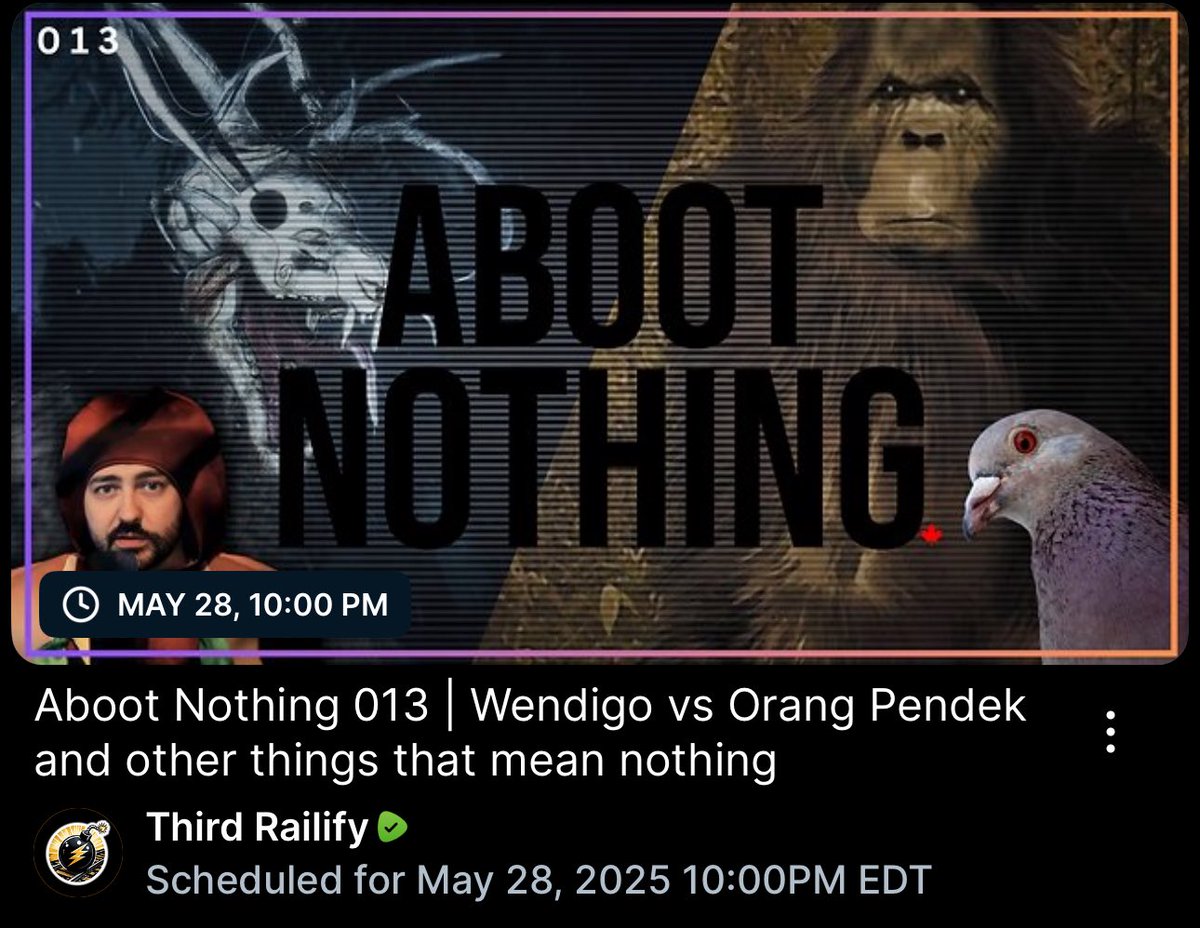 Shrty7081's tweet photo. @ThirdRailify and I are throwing down tonight on the ultimate cryptid cage match: Wendigo vs. Orang Pendek – one’s a hangry forest spirit, one is the real MVP of mythical short kings! Tune in! #CryptidClash https://t.co/f9fVpSL3XZ