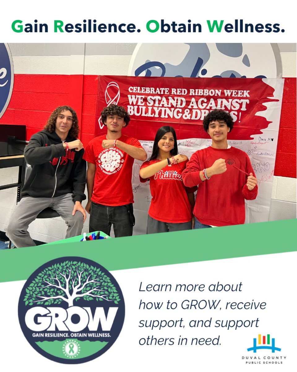 Many Team Duval middle &amp; high schools offer GROW resources, providing mental health support, crisis counseling, &amp; ways to report bullying or threats—another great reason to choose Duval Schools. 💬👥

Visit the GROW website to learn more: dcps.duvalschools.org/o/dcps/page/gr…