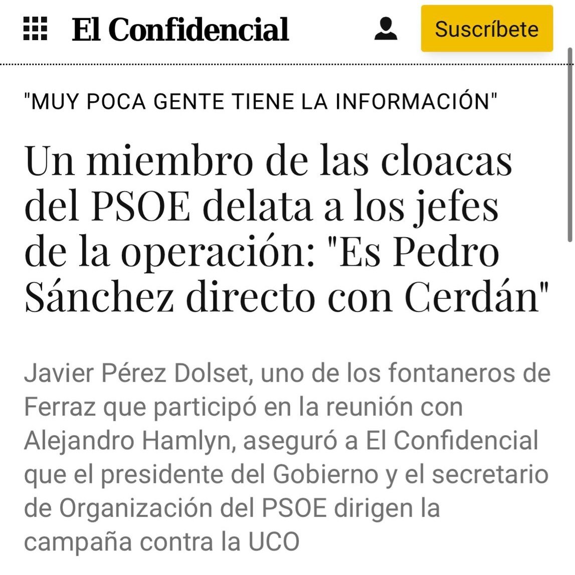 🚨 CLoACaS EN MONCLOA 🚨
"Es Pedro Sánchez directo con Cerdán" — El Confidencial.
El presidente, señalado como jefe de una operación contra la UCO.
Ya no es política, es mafia.

#FueraSánchez
#CloacasDelPSOE
#EstadoContraElEstado