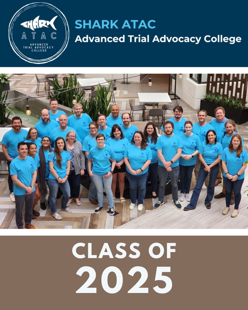 Class of 2025 - Shark ATAC: Advanced Trial Advocacy College🦈Led by senior public defenders, this annual program offers invaluable feedback and an opportunity to collaborate with peers from across the Commonwealth. Proud to witness such dedication to justice and defense!