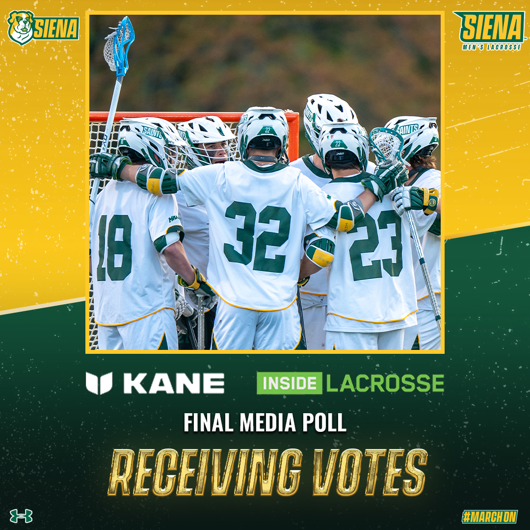 Siena Lacrosse (@sienalacrosse) on Twitter photo π Gimme Five! ποΈ
A <a href="/MAACSports/">#MAACSports</a> Title and a solid showing in the <a href="/NCAALAX/">NCAA Lacrosse</a> Tournament kept the #SienaSaints receiving recognition in final KANE <a href="/Inside_Lacrosse/">Inside Lacrosse</a> Media poll for a 5β£th consecutive week π€
π° tinyurl.com/yrevda5w
#MarchOn x #MAACLAX x #NCAALAX π Gimme Five! ποΈ
A <a href="/MAACSports/">#MAACSports</a> Title and a solid showing in the <a href="/NCAALAX/">NCAA Lacrosse</a> Tournament kept the #SienaSaints receiving recognition in final KANE <a href="/Inside_Lacrosse/">Inside Lacrosse</a> Media poll for a 5β£th consecutive week π€
π° tinyurl.com/yrevda5w
#MarchOn x #MAACLAX x #NCAALAX