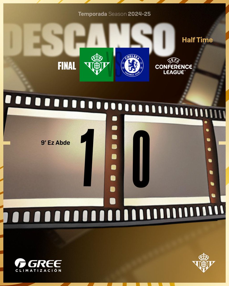45' (+1') ⏱⚽️ Final de la primera parte.

💚🤍 #RealBetisChelsea 1-0 🔵🔵

#DíaDeBetis #EuroBetis