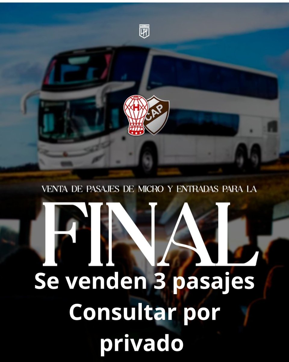Se venden tres pasajes + entradas para la final del domingo #Huracan #Final
