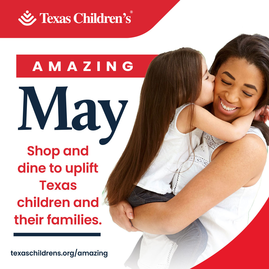 Have fun while supporting Texas Children’s by shopping or dining with one of our Amazing May partners. Learn More: ms.spr.ly/6017Si3Y1
