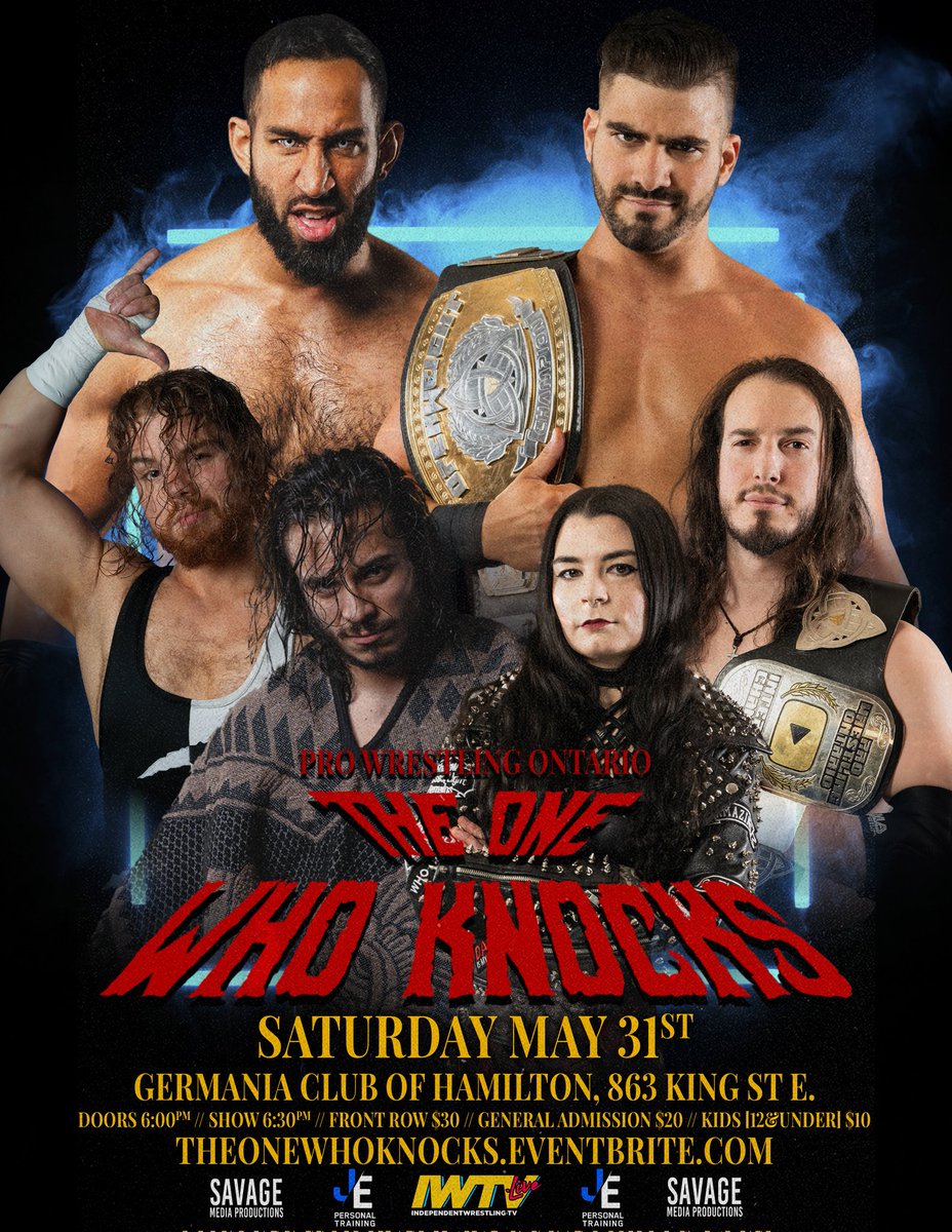 PWO returns to the <a href="/GermaniaClub/">Germania Club</a> this Saturday night, featuring 3 championship matches, debuts, your PWO favourites &amp; much more!

Tickets on sale via <a href="/eventbrite/">Eventbrite</a>:
Theonewhoknocks.eventbrite.com

Front Row $30 // GA Floor &amp; Balcony $20 // Kids [12 &amp; Under] $10

Doors 6:00 // Show 6:30