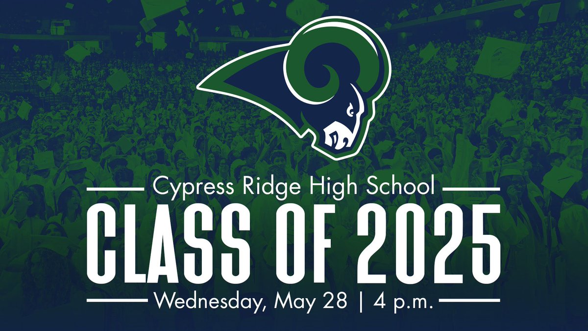 CyFairISD's tweet photo. Ram Pride! The @CypressRidgeHS #Classof2025 graduation ceremony is set for 4 p.m. at the @BerryCenter. View the live stream here: https://t.co/f63cIdJjZF. Join the conversation with #CyRidgeGrad. #CFISDspirit π https://t.co/LBKgHiS0ec