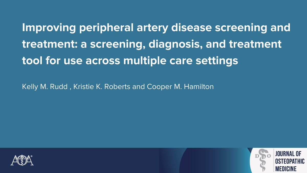 AOA (@aoafordos) on Twitter photo In this article from the Journal of Osteopathic Medicine, authors studied peripheral artery disease screening and treatment.
bit.ly/3F4OD7c
<a href="/JOsteoMed/">Journal of Osteopathic Medicine</a> #DOProud #OsteopathicMedicine In this article from the Journal of Osteopathic Medicine, authors studied peripheral artery disease screening and treatment.
bit.ly/3F4OD7c
<a href="/JOsteoMed/">Journal of Osteopathic Medicine</a> #DOProud #OsteopathicMedicine