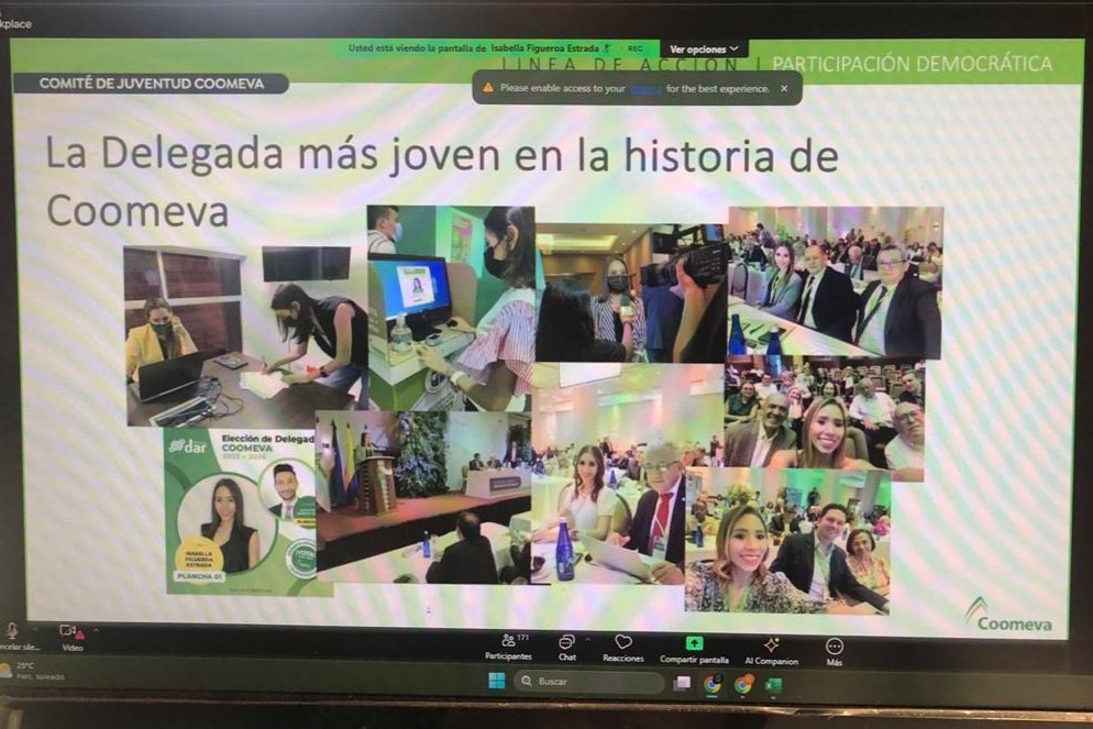 🙏🏻👩🏼‍💻💚🫶🏽 Me siento muy feliz de haber compartido mi experiencia y las acciones que realizamos en <a href="/Grupo_Coomeva/">grupo_coomeva</a> para el segmento joven, esto en el Foro virtual "Juventud y Cooperativismo". Gracias infinitas a las más de 170 de personas de Colombia y de los demás queridos países.