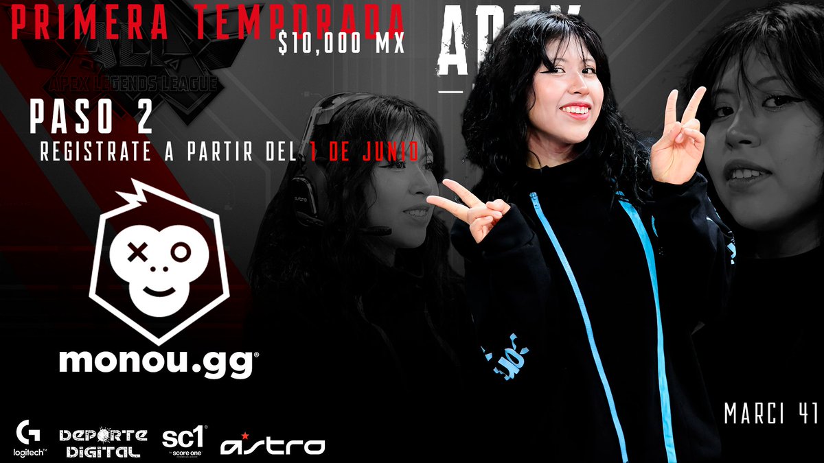 Deporte Digital 01 (@deportedigitalh) on Twitter photo APEX LEGENDS LEAGUE
PASO 2:
💥A partir del 1 de JUNIO registra a tu equipo completo
monou.gg/torneo/all-ape…
💥TUTORIAL youtube.com/watch?v=pKy2q0…
💥Modalidad Battle Royale
<a href="/PlayApex/">Apex Legends</a>
<a href="/PlayApexEsports/">Apex Legends Esports</a>
<a href="/Monougg/">Monou</a>
<a href="/ASTROGaming/">ASTRO Gaming</a>
<a href="/LogitechG/">Logitech G</a>
<a href="/sc1mx/">score one 🎮 sc1</a>
<a href="/MichiMarci_41/">MichiMarci_41</a> APEX LEGENDS LEAGUE
PASO 2:
💥A partir del 1 de JUNIO registra a tu equipo completo
monou.gg/torneo/all-ape…
💥TUTORIAL youtube.com/watch?v=pKy2q0…
💥Modalidad Battle Royale
<a href="/PlayApex/">Apex Legends</a>
<a href="/PlayApexEsports/">Apex Legends Esports</a>
<a href="/Monougg/">Monou</a>
<a href="/ASTROGaming/">ASTRO Gaming</a>
<a href="/LogitechG/">Logitech G</a>
<a href="/sc1mx/">score one 🎮 sc1</a>
<a href="/MichiMarci_41/">MichiMarci_41</a>