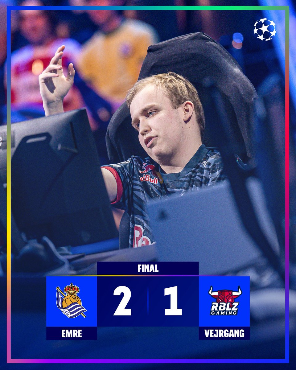 RBLZ GAMING (@rblzgaming) on Twitter photo Close final but @rblz_vejrgang falls just short in a narrow 1–2 loss.
We’ll be back chasing this trophy next season.
Congrats to <a href="/EmreYilmazz80/">Emre Yilmaz</a> and <a href="/RealSociedad/">Real Sociedad Fútbol</a> 🤝 World Cup next ➡️
#rblzgaming #eChampionsLeague #FCPro Close final but @rblz_vejrgang falls just short in a narrow 1–2 loss.
We’ll be back chasing this trophy next season.
Congrats to <a href="/EmreYilmazz80/">Emre Yilmaz</a> and <a href="/RealSociedad/">Real Sociedad Fútbol</a> 🤝 World Cup next ➡️
#rblzgaming #eChampionsLeague #FCPro
