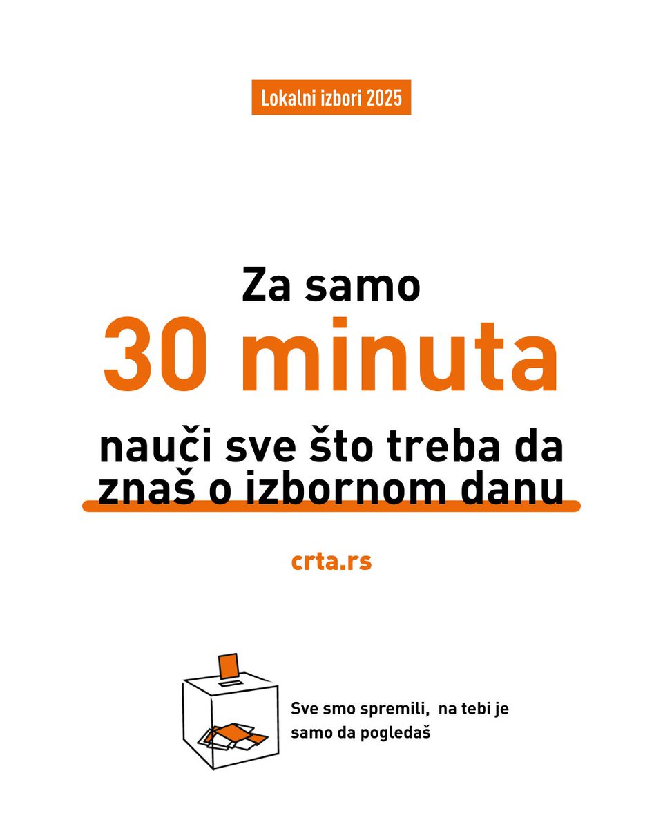 🗳️Na izborima 8. juna u Zaječaru će učestvovati osam lista a u Kosjeriću tri. 

Šta je važno da na izborni dan znaju članovi biračkih odbora, posmatrači ali i birači pročitajte u našem tekstu 👇

crta.rs/sve-sto-treba-…