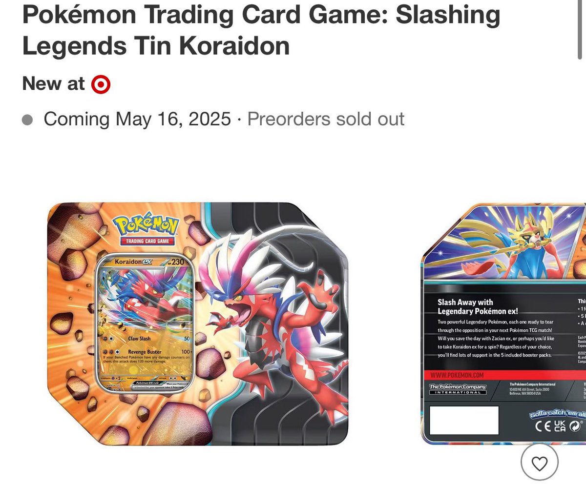 Pokémon Trading Card Game: Slashing Legends Tin Koraidon

sovrn.co/1fnvthc

#ad