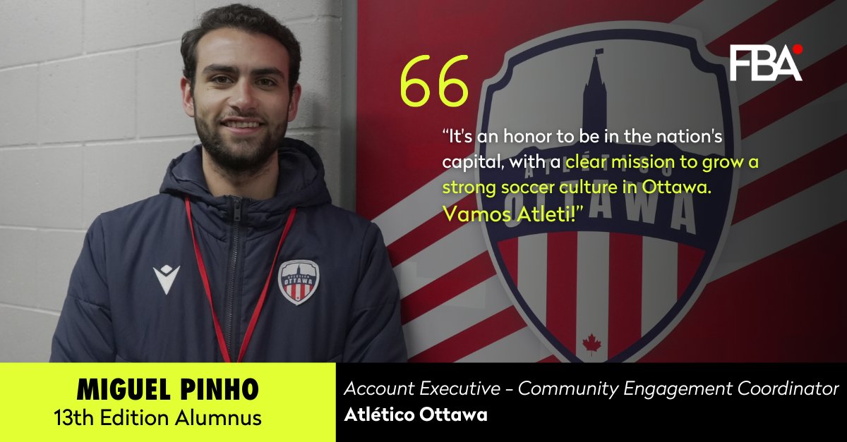 The FBA - The Football Business Academy (@thefba) on Twitter photo #NewJobAlert 🚨
We’re thrilled to share that our 13th Edition Alumnus, Miguel Pinho, has joined <a href="/atletiOttawa/">Atlético Ottawa</a> as Account Executive - Community Engagement Coordinator!
Wishing you all the best, Miguel!
#FBAAlumni #FootballBusiness #NewJob #PremierLeague #AtleticoOttawa #NewJobAlert 🚨
We’re thrilled to share that our 13th Edition Alumnus, Miguel Pinho, has joined <a href="/atletiOttawa/">Atlético Ottawa</a> as Account Executive - Community Engagement Coordinator!
Wishing you all the best, Miguel!
#FBAAlumni #FootballBusiness #NewJob #PremierLeague #AtleticoOttawa