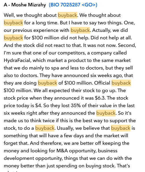 blondesnmoney's tweet image. The CEO has an all time response to buying back stock