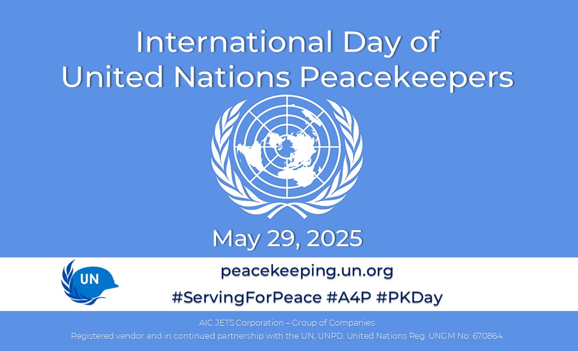 AICJETSCorp's tweet photo. Happy International Day of United Nations Peacekeepers!

🌎🕊️
We congratulate you with this important day for you and all of your people!

#UnitedNations #UNPeacekeeping #UNPeacekeepers #A4P #PKDay #ServingForPeace 🕊 #together4peace #AICJETSCorp #aviation #airlines #airfreight https://t.co/UMHItAU7sG