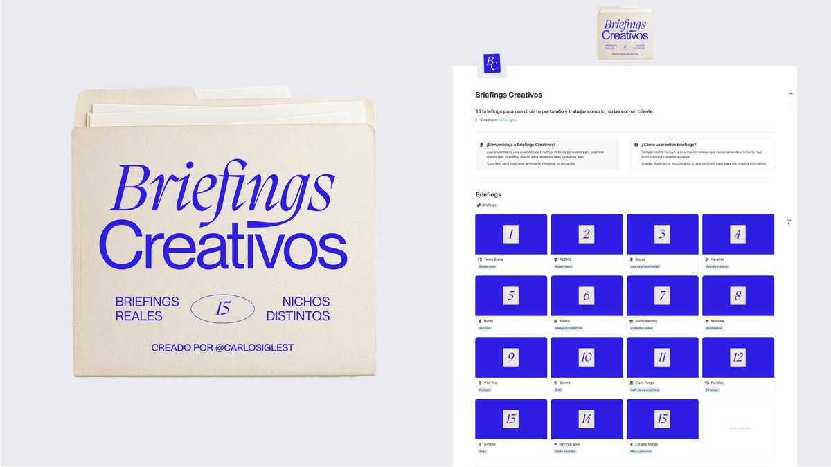 Diseñadores,

Practica diseño como si fuese un cliente real.
15 Briefings — 15 sectores distintos

🔗 Descárgalos gratis: payhip.com/b/RDoVh