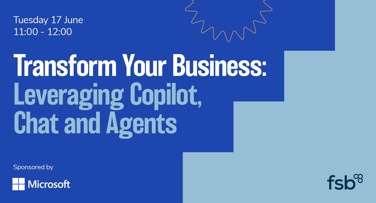 🚀 Discover how Microsoft 365 Copilot, Chat &amp; Agents can transform your small business! 

Join us for a free webinar on 17 June, 11am, with Microsoft experts sharing real-world AI tips. 

Book now 👉 go.fsb.org.uk/3EKq4N4 

#AI #Copilot #FutureProofYourBusiness