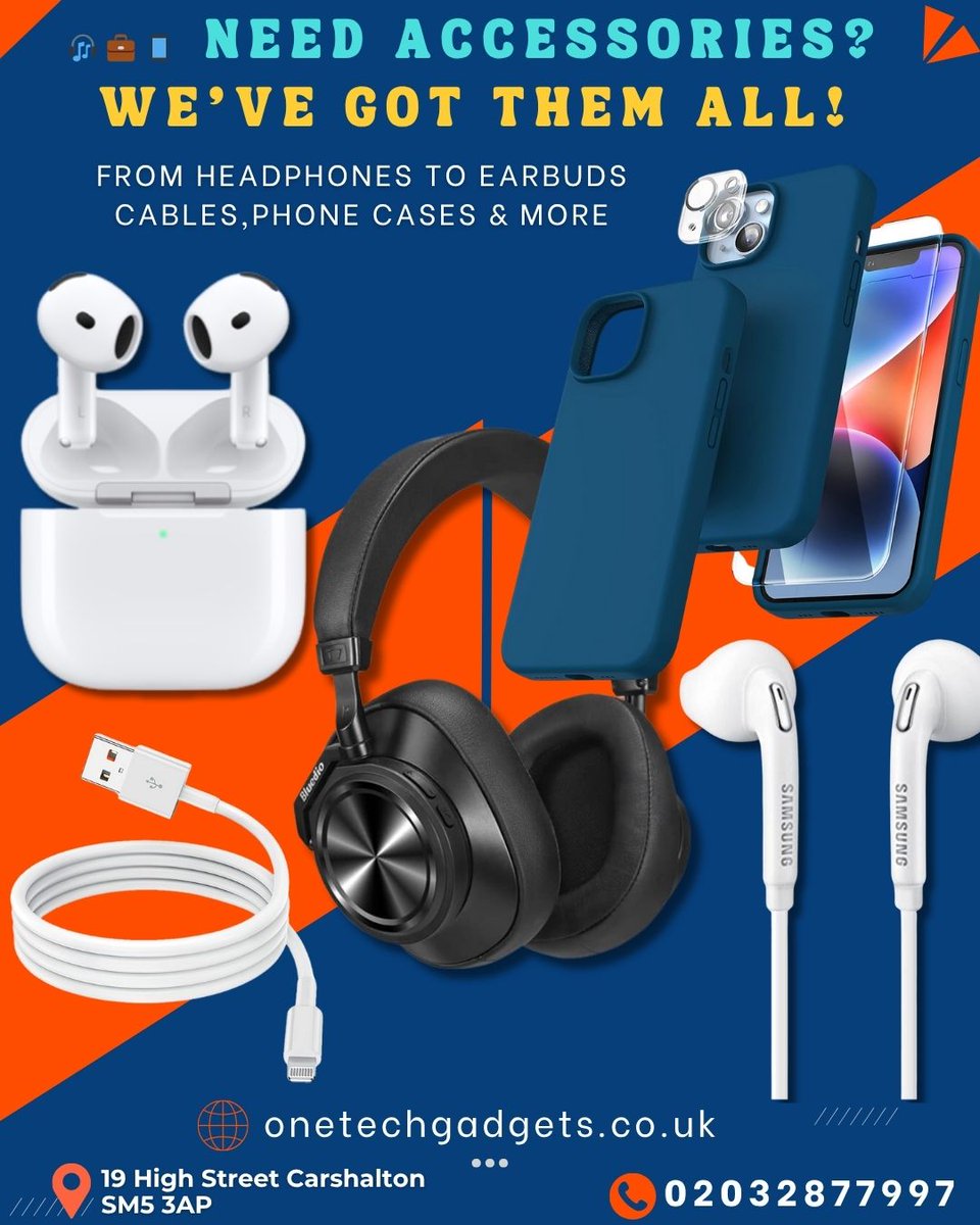 OneTechGadgets's tweet image. 💼📱 Need phone accessories? We’ve got them all!
From headphones to earbuds, charging cables, phone cases &amp;amp; more – all in one place!
Visit us in Carshalton for the latest tech essentials! 🔌📲
#PhoneAccessories  #Carshalton #TechEssentials #GadgetDeals #Earbuds #PhoneCases