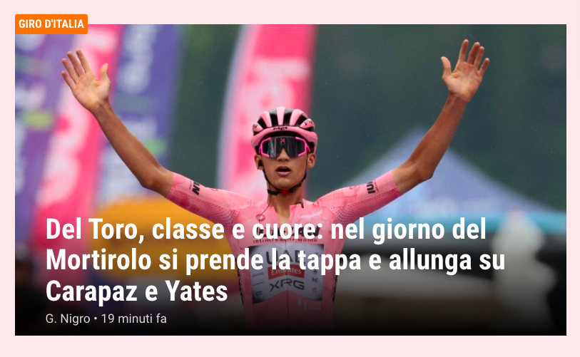 Classe e cuore dice La Gazzetta dello Sport