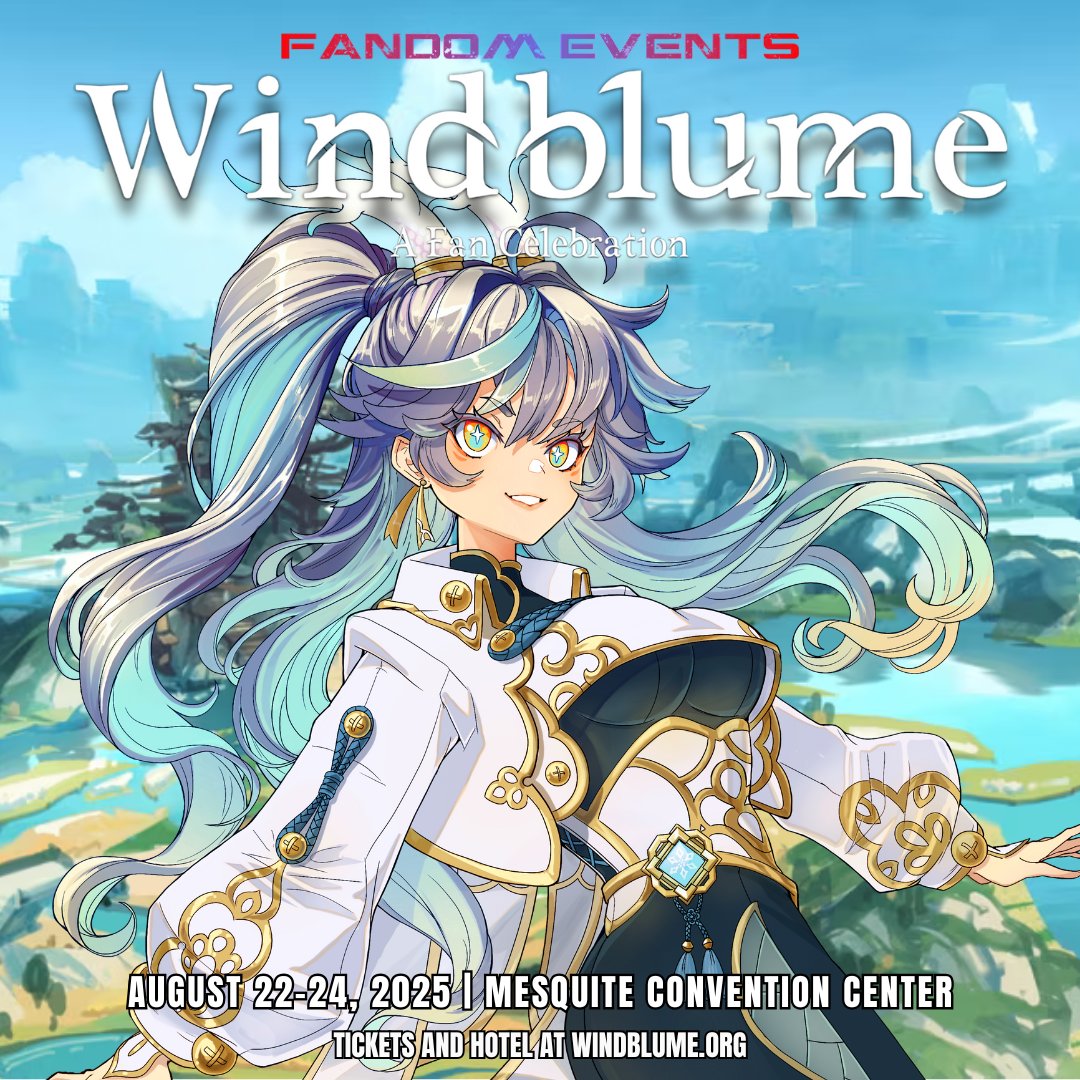 WindblumeFest's tweet photo. 🌸 Welcome to Windblume Festival! 🌸

Join Travelers, Trailblazers &amp; Proxies Aug 22–24, 2025 in Dallas, TX for a celebration of Genshin, Star Rail &amp; ZZZ!

🎟️ Memberships &amp; hotel info: https://t.co/XxqDCebCp5

#Windblume2025 #VisitMesquite #genshinimpact #honkaistarrail #ZZZ https://t.co/uEsElZqU7g