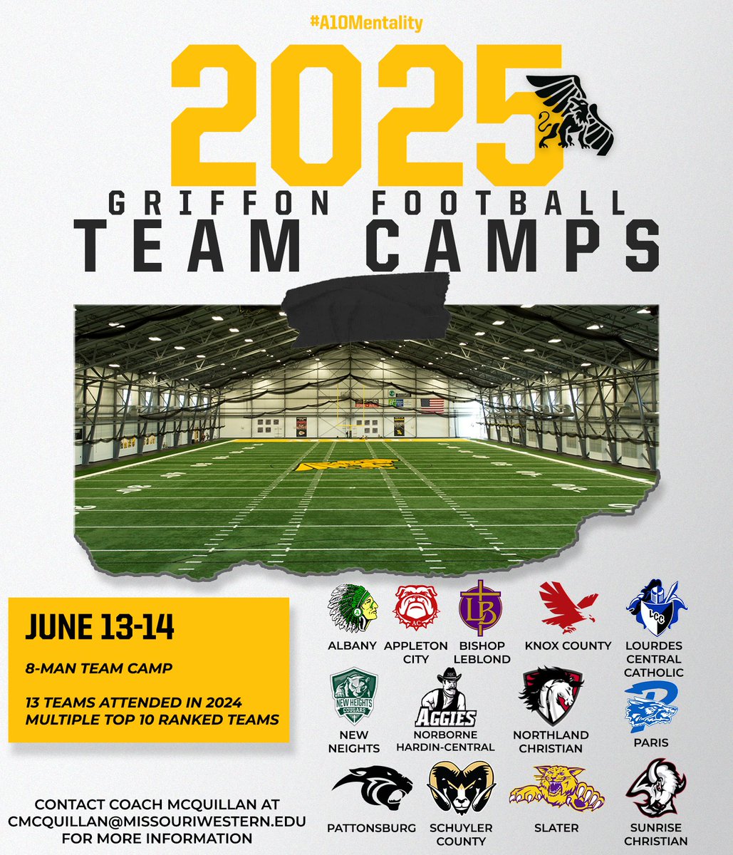 One of the 𝐁𝐄𝐒𝐓🎱𝗠𝗮𝗻 𝗧𝗲𝗮𝗺 𝗖𝗮𝗺𝗽𝘀 in the region!
Just locked in another 8 win team, this one from Wichita, KS!🌻🏈
Still time to join in on the fun &amp; competition June 13-14

Spratt Stadium is where State Titles are won🏆

#A10Mentality