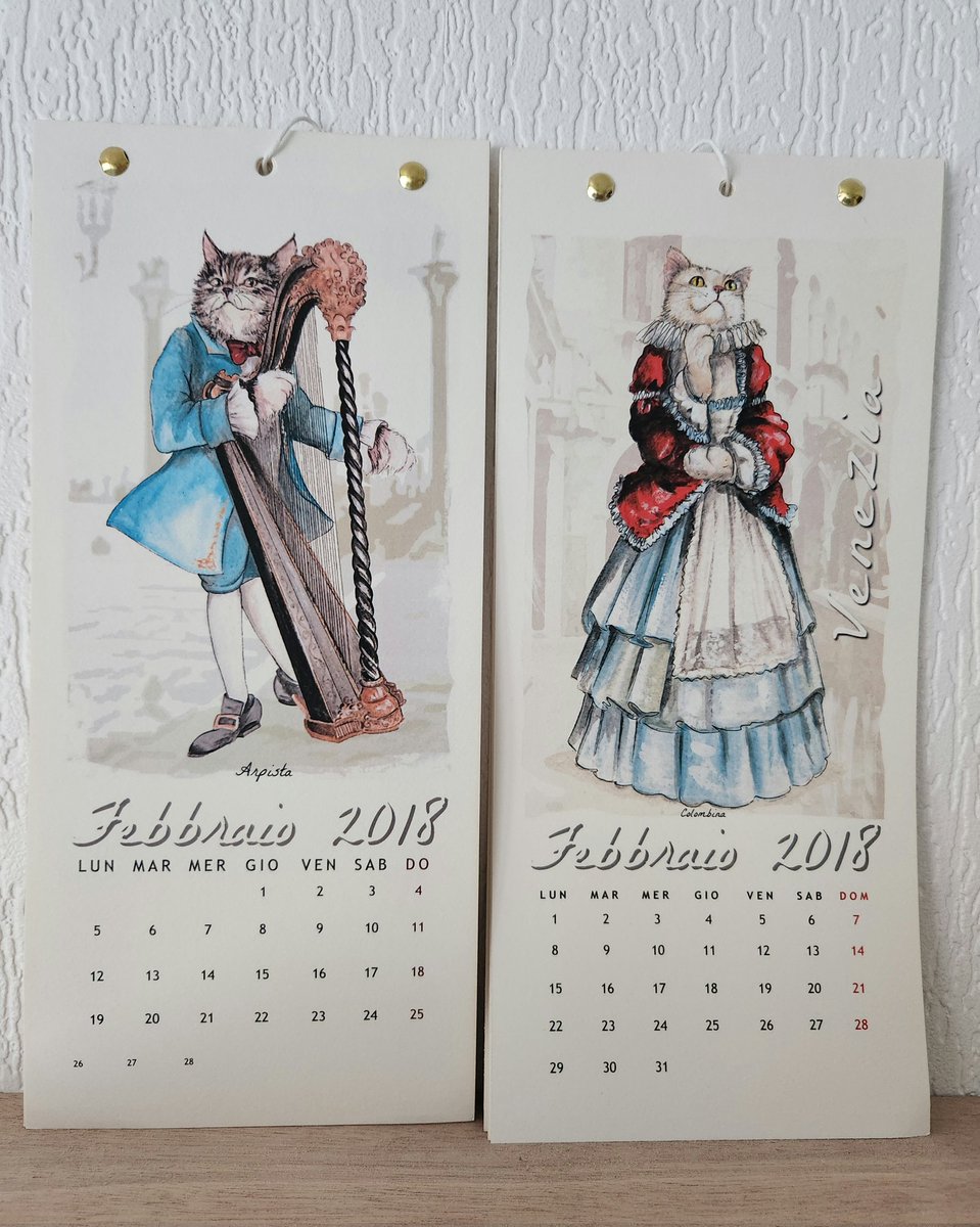 Pour essayer d'aller mieux, je me concentre sur le positif et pour cela j'ai commencé une liste de gratitude des petites choses et trésors du quotidien qui me rendent heureuse.
Aujourd'hui je vous montre mes 2 calendriers illustrés de personnages félins acheté à Venise en 2018.🩵