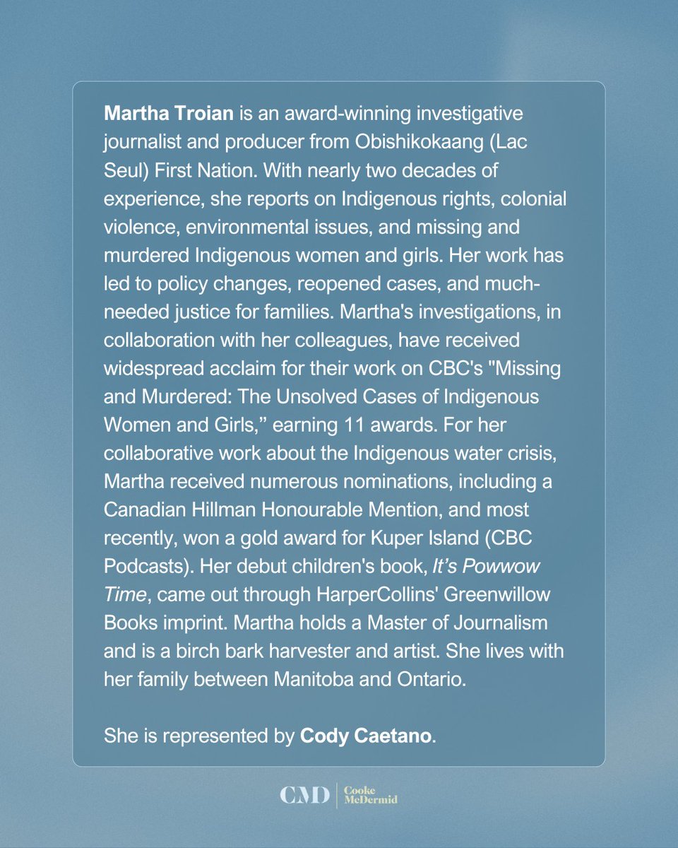 We are so thrilled to welcome Martha Troian to CookeMcDermid! She is represented by Cody Caetano