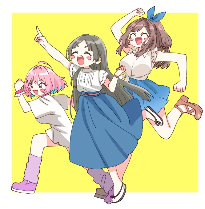 私の描く複数キャラが全身で元気に動いてる絵良すぎ(これはアイマスのやつ) 