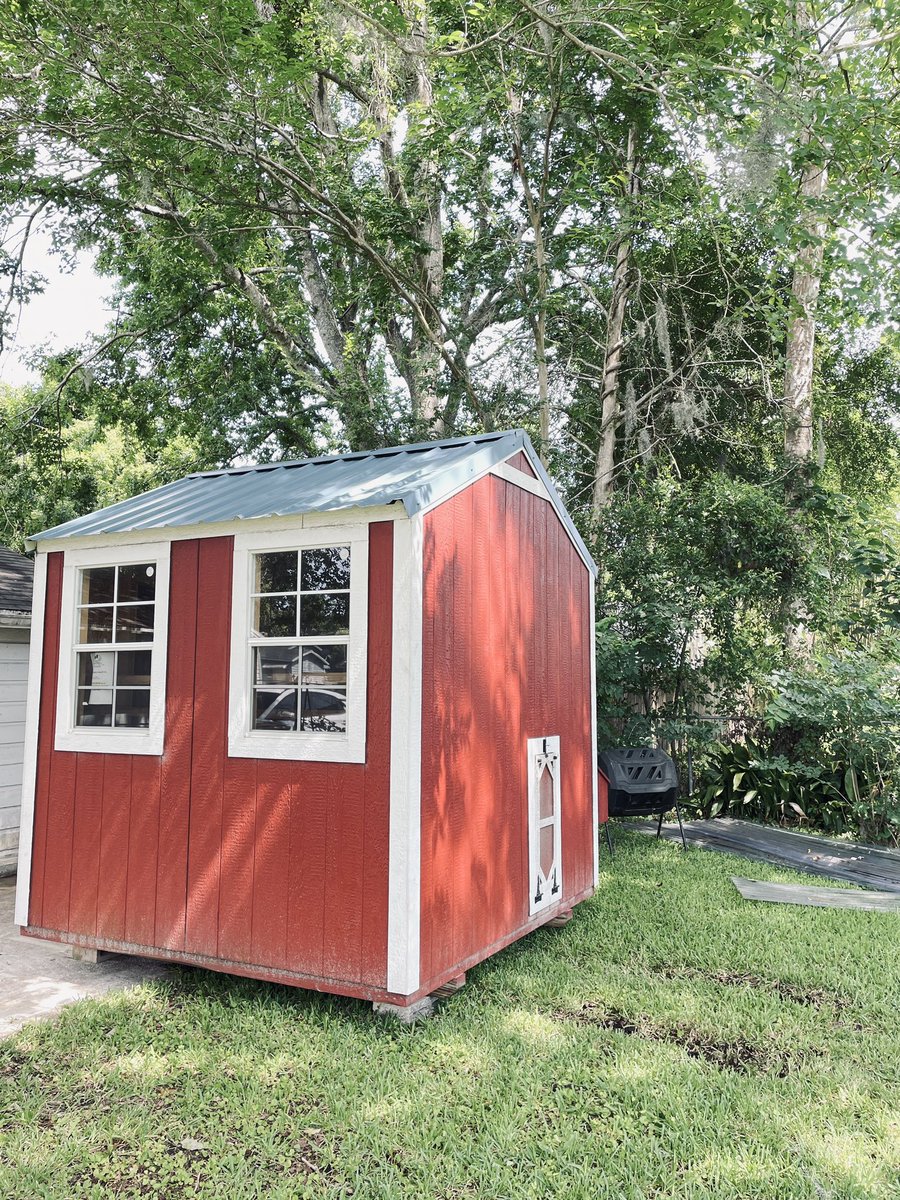 Got my new chicken coop. My baby hens are getting too big for the brooder. All 12 of them. ❤️ it’s going to be busy this weekend. Laying down rubber mats on the coop floor. And making it waterproof so when I hose it down to clean it. Automatic door and solar powered fans.