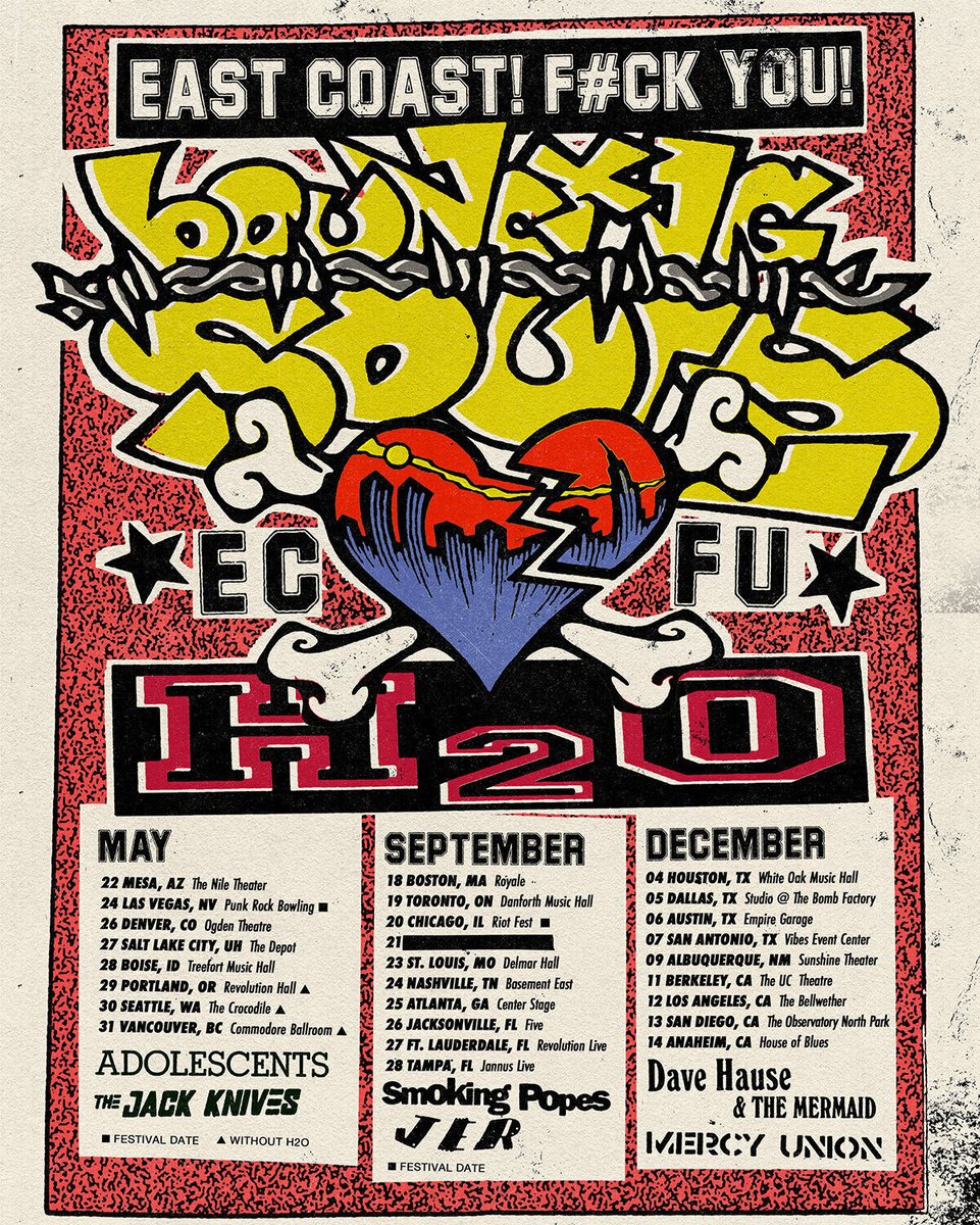 Bouncing Souls announce fall tour with H2O, Smoking Popes, Dave Hause &amp; the Mermaid, JER &amp; Mercy Union brooklynvegan.com/bouncing-souls…