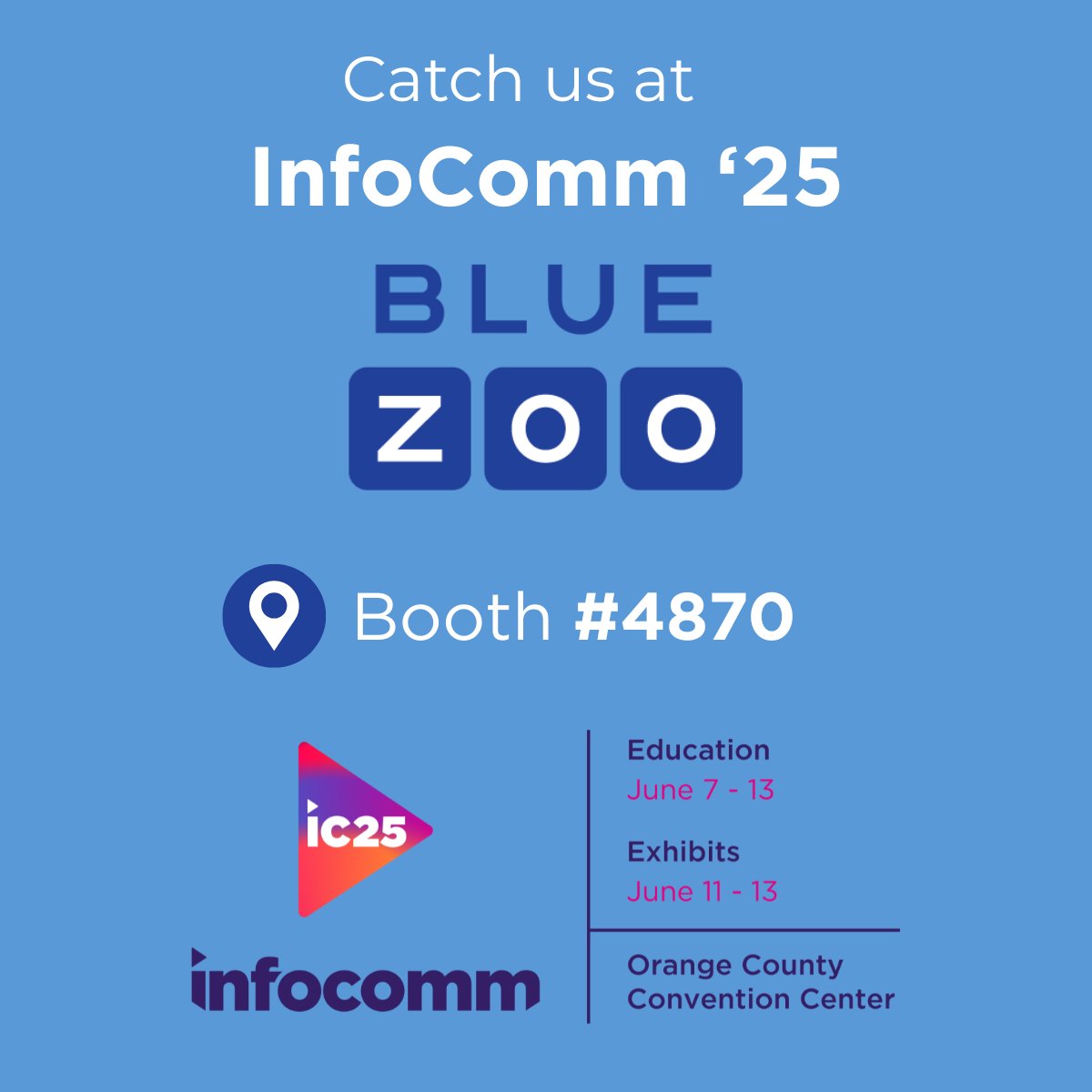 We're headed to InfoComm 2025!

Come find us at booth #4870 we’ll be sharing how BlueZoo’s passive Wi-Fi technology is helping AV pros and media networks measure foot traffic with confidence.

See you there!
#InfoComm25 #BlueZoo #ProAV #digitalsignage #expo #tradeshow
