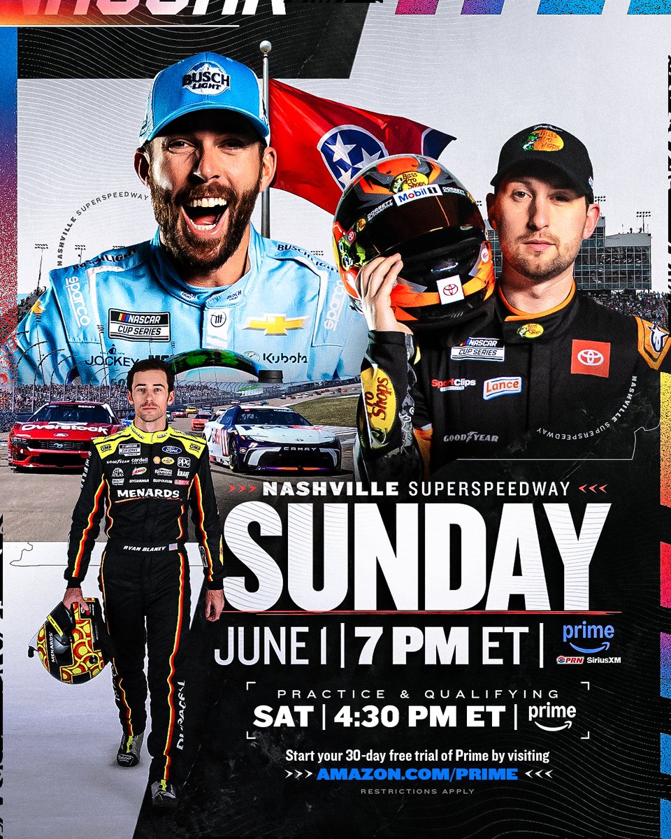 NASCAR (@nascar) on Twitter photo Who will conquer the concrete at <a href="/NashvilleSuperS/">Nashville Superspeedway</a>?
Find out Sunday night on <a href="/PrimeVideo/">Prime Video</a>. Who will conquer the concrete at <a href="/NashvilleSuperS/">Nashville Superspeedway</a>?
Find out Sunday night on <a href="/PrimeVideo/">Prime Video</a>.