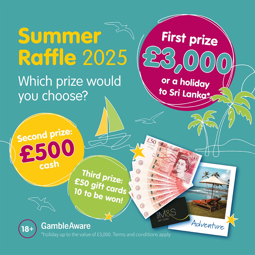 Our Summer Raffle is now live! You could be in with a chance of winning our top prize of £3,000 or a holiday to Sri Lanka for just £1 a ticket ☀️ Every ticket you buy will help to make sure that no family has to live their child's short life alone 💚 > bit.ly/4djdGjL