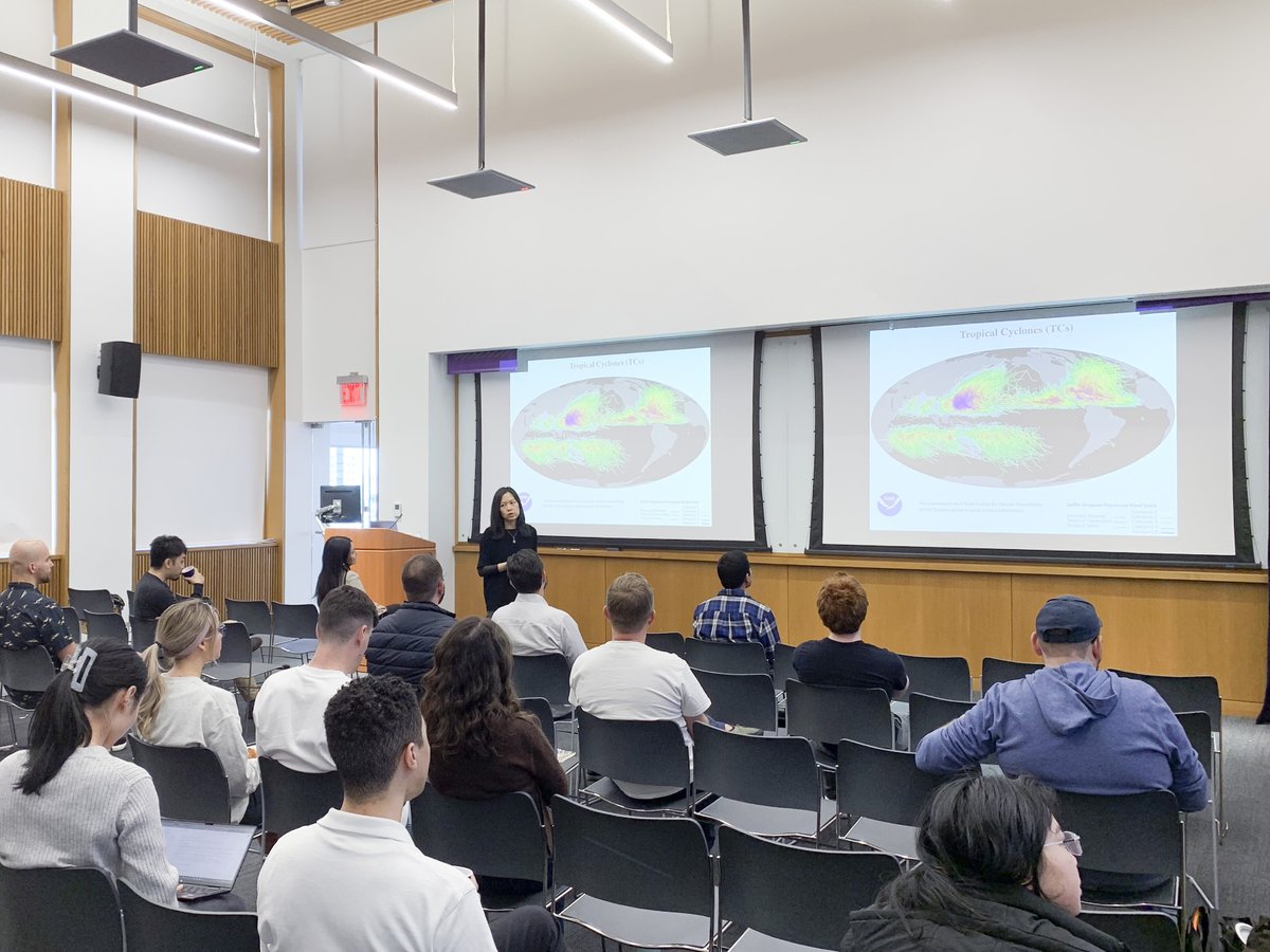 NYU_CUSP's tweet image. Dr. Ning Lin @princeton recently led a CUSP seminar on tropical cyclone hazards &amp;amp; risk analysis! 🌀 Her research integrates science, engineering, &amp;amp; policy to study hurricane-related weather extremes. Thanks for the engaging seminar! #Hurricane #TropicalCyclones #Climate #CUSP