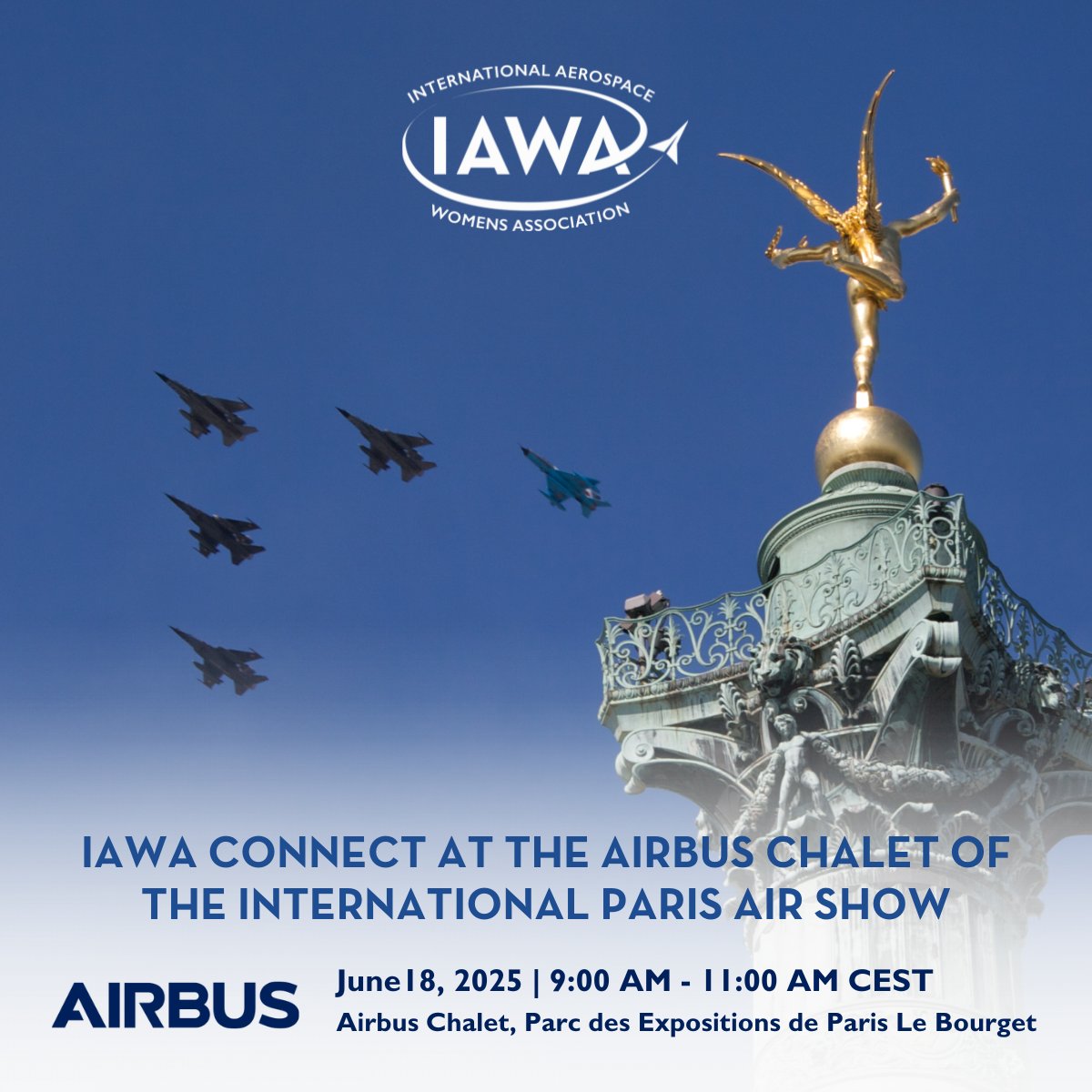 Bonjour Paris! 🇫🇷 Join IAWA Connect at the Airbus Chalet during the International Paris Air Show!

🗓️ June 18, 2025
⏰ 9:00 - 11:00 AM EDT
📍 Airbus Chalet, Paris Le Bourget

Details &amp; registration: members.iawa.org/Calendar/morei…

#IAWAConnect #ParisAirShow #Airbus #AviationNetworking