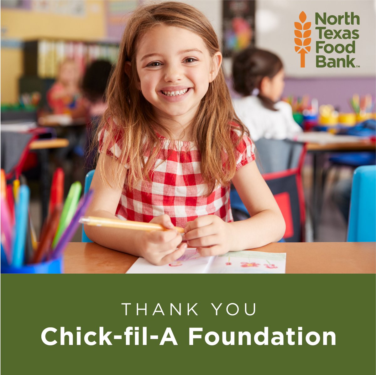 North Texas Food Bank (@ntfb) on Twitter photo Big thanks to <a href="/ChickfilA/">Chick-fil-A, Inc.</a> for supporting our Food 4 Kids program! Your $62,500 donation through <a href="/FeedingAmerica/">Feeding America</a> is helping provide nutritious meals to children across North Texas.
#FightHunger #GiveBack #ChildHunger #NourishNorthTexas Big thanks to <a href="/ChickfilA/">Chick-fil-A, Inc.</a> for supporting our Food 4 Kids program! Your $62,500 donation through <a href="/FeedingAmerica/">Feeding America</a> is helping provide nutritious meals to children across North Texas.
#FightHunger #GiveBack #ChildHunger #NourishNorthTexas
