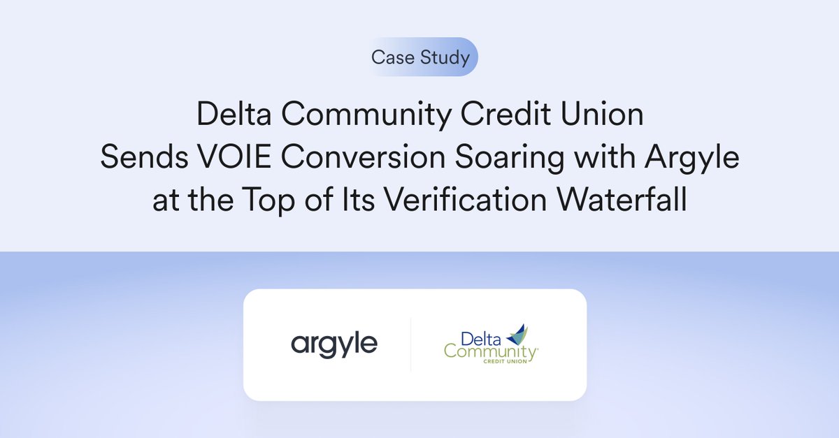 🔆 @DeltaCommunityCU  is leveling up lending with Argyle. 

With faster income &amp; employment verifications, they’re improving workflows and borrower experiences at scale.

Check out the full case study ➡️ hubs.la/Q03pkM9D0

#Fintech #CreditUnion #LendingTech #Argyle
