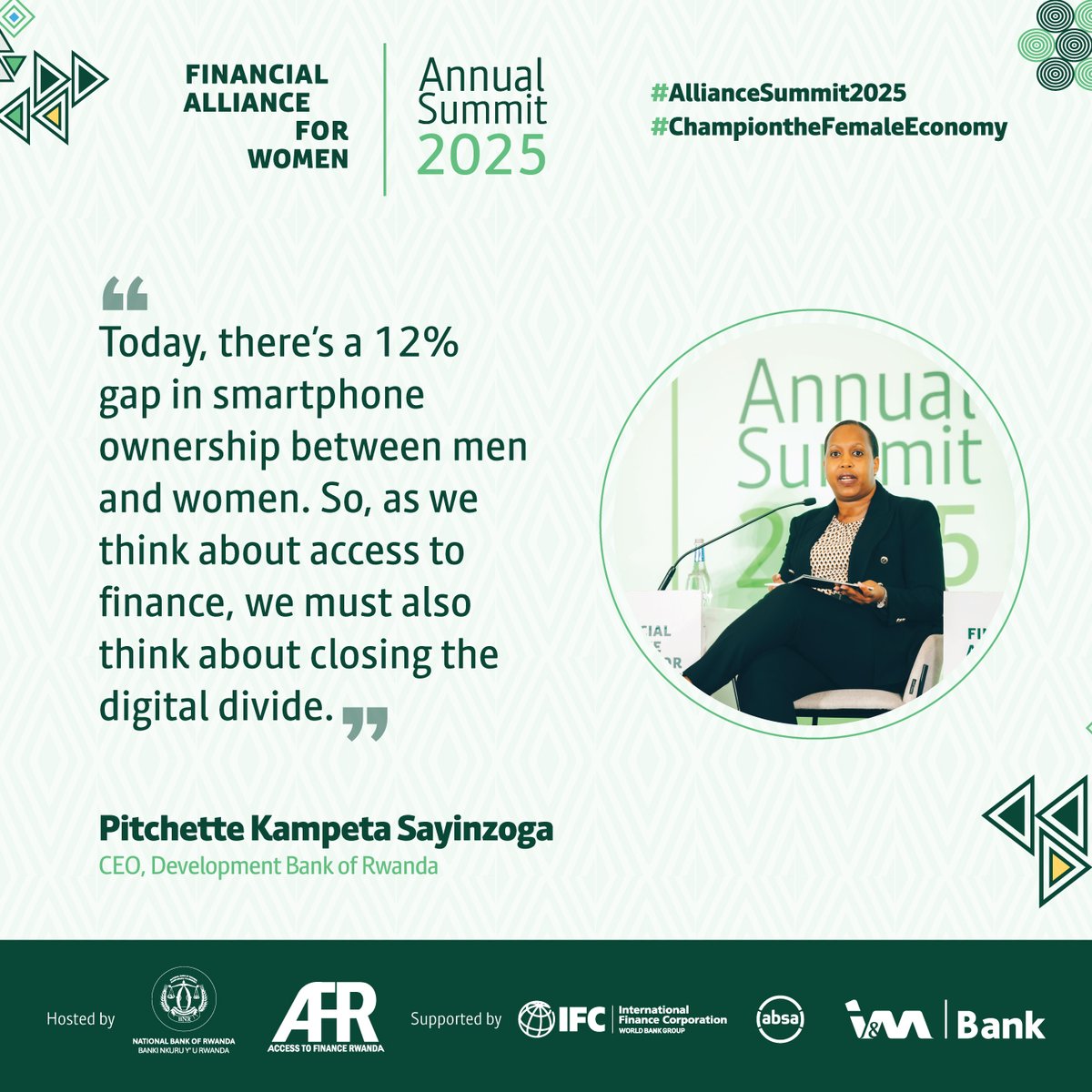 Central Bank of Rwanda (@centralbankrw) on Twitter photo <a href="/BRDbank/">Development Bank of Rwanda, PLC.</a> CEO <a href="/Ksayinzoga/">Kampeta Pitchette Sayinzoga</a> on closing the digital gap to promote financial inclusion.
#AllianceSummit2025
#ChampiontheFemaleEconom <a href="/BRDbank/">Development Bank of Rwanda, PLC.</a> CEO <a href="/Ksayinzoga/">Kampeta Pitchette Sayinzoga</a> on closing the digital gap to promote financial inclusion.
#AllianceSummit2025
#ChampiontheFemaleEconom