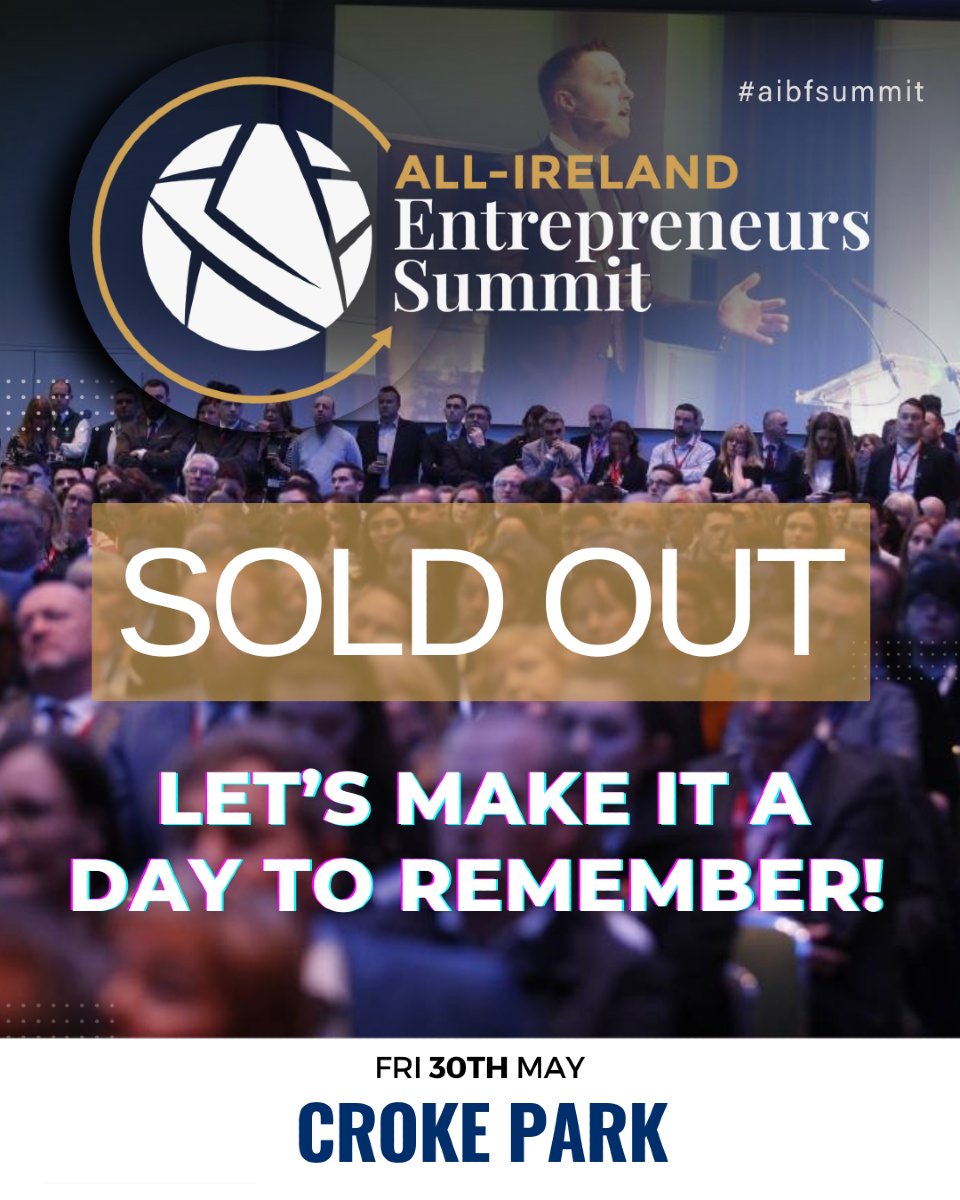 All-Ireland Business Foundation (@aibfallstars) on Twitter photo ๐จ ๐๐ก๐ #๐๐๐๐
๐๐ฎ๐ฆ๐ฆ๐ข๐ญ ๐ข๐ฌ ๐ง๐จ๐ฐ ๐จ๐๐๐ข๐๐ข๐๐ฅ๐ฅ๐ฒ ๐๐๐๐ ๐๐๐!
ย A huge thank you to everyone who secured their spot.
Weโre looking forward to an incredible day at Croke Park with Irelandโs brightest business minds.
See you on Friday, #BusinessAllStars ๐ซ ๐จ ๐๐ก๐ #๐๐๐๐
๐๐ฎ๐ฆ๐ฆ๐ข๐ญ ๐ข๐ฌ ๐ง๐จ๐ฐ ๐จ๐๐๐ข๐๐ข๐๐ฅ๐ฅ๐ฒ ๐๐๐๐ ๐๐๐!
ย A huge thank you to everyone who secured their spot.
Weโre looking forward to an incredible day at Croke Park with Irelandโs brightest business minds.
See you on Friday, #BusinessAllStars ๐ซ