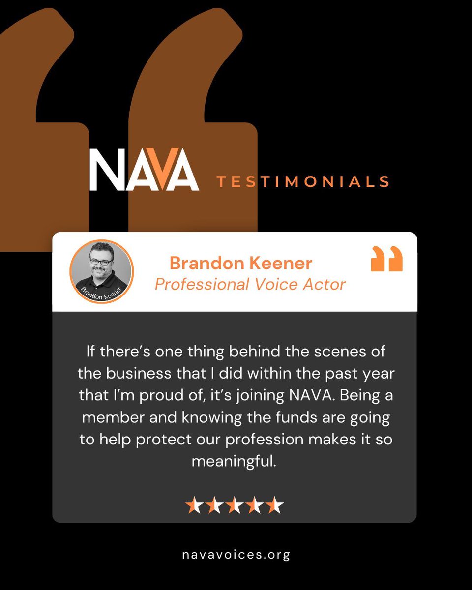 Thank you Brandon for sharing your feelings about the work we do here at NAVA!

Are YOU ready to join the movement? Become a member today!

#NAVAvoices #TheNAVAFoundation