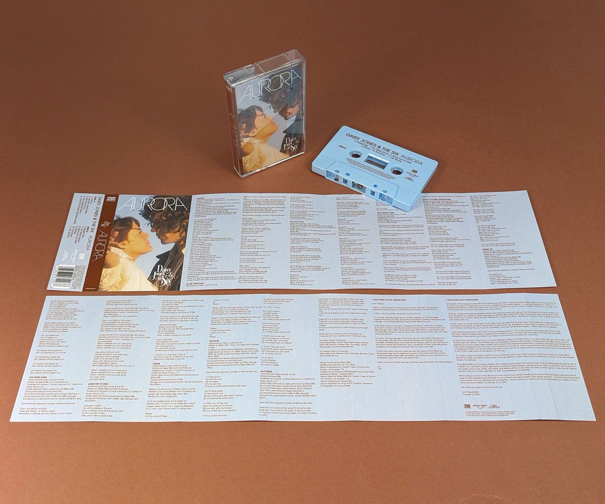 Here are some cassettes we did for 'Daisy Jones &amp; The Six - Aurora', the baby blue shell fits in perfectly with the artwork 😍 They also went for our long +5 extra panel jcards to use as a lyric insert!