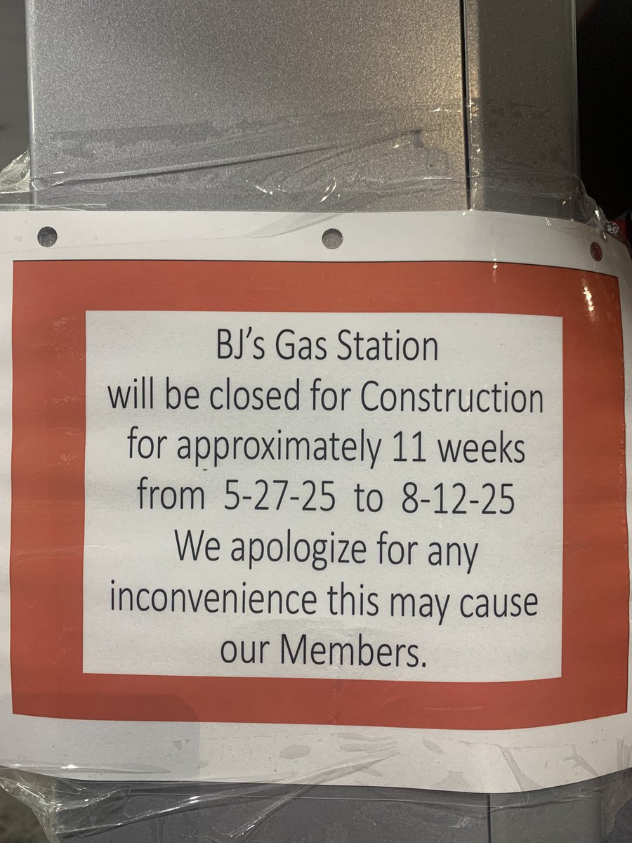 ResultsMayGARY's tweet photo. BJ’s Gas in New Castle is closed until August 12th ⚠️ #DelawareTwitter https://t.co/s1mloz5Ebr