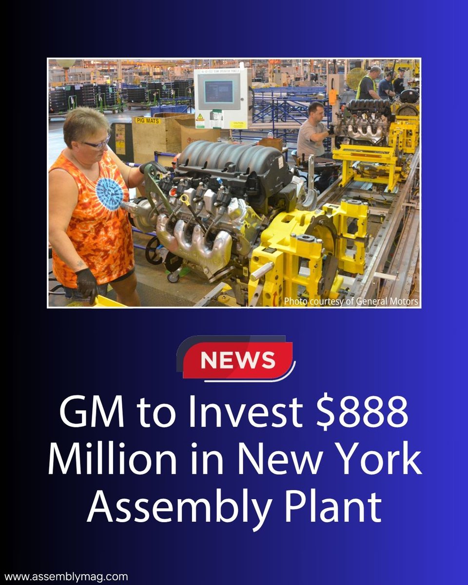 AssemblyMag1's tweet photo. General Motors plans to invest $888 million in its Tonawanda Propulsion plant to support production of a new line of V-8 engines for full-size trucks and SUVs.
https://t.co/ar3Mql4nz1
#GM #GeneralMotors #assembly #assemblyplant https://t.co/rb0Afm9EIH