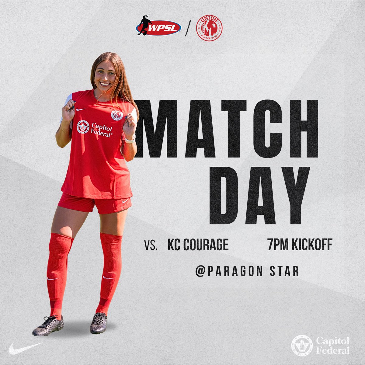 Union KC Soccer WPSL (@unionkcwpsl) on Twitter photo Come pack the stands for another WPSL HOME GAME‼️ <a href="/WPSL/">Women’s Premier Soccer League</a> <a href="/CapFed/">Capitol Federal</a>
🆚: <a href="/KCCourageSoccer/">KC Courage</a>
⏰: 7PM Kickoff
📍: Paragon Star Come pack the stands for another WPSL HOME GAME‼️ <a href="/WPSL/">Women’s Premier Soccer League</a> <a href="/CapFed/">Capitol Federal</a>
🆚: <a href="/KCCourageSoccer/">KC Courage</a>
⏰: 7PM Kickoff
📍: Paragon Star