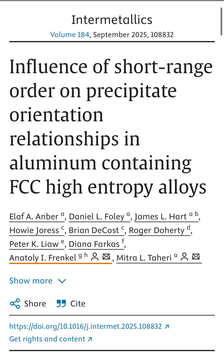 DrElafAnber's tweet image. Check out our recent publication:
“Influence of short-range order on precipitate orientation relationships in Al-containing FCC HEAs” #EXAFS#EXELFS#SRO @JHUMaterials 

🔗 doi.org/10.1016/j.inte…
